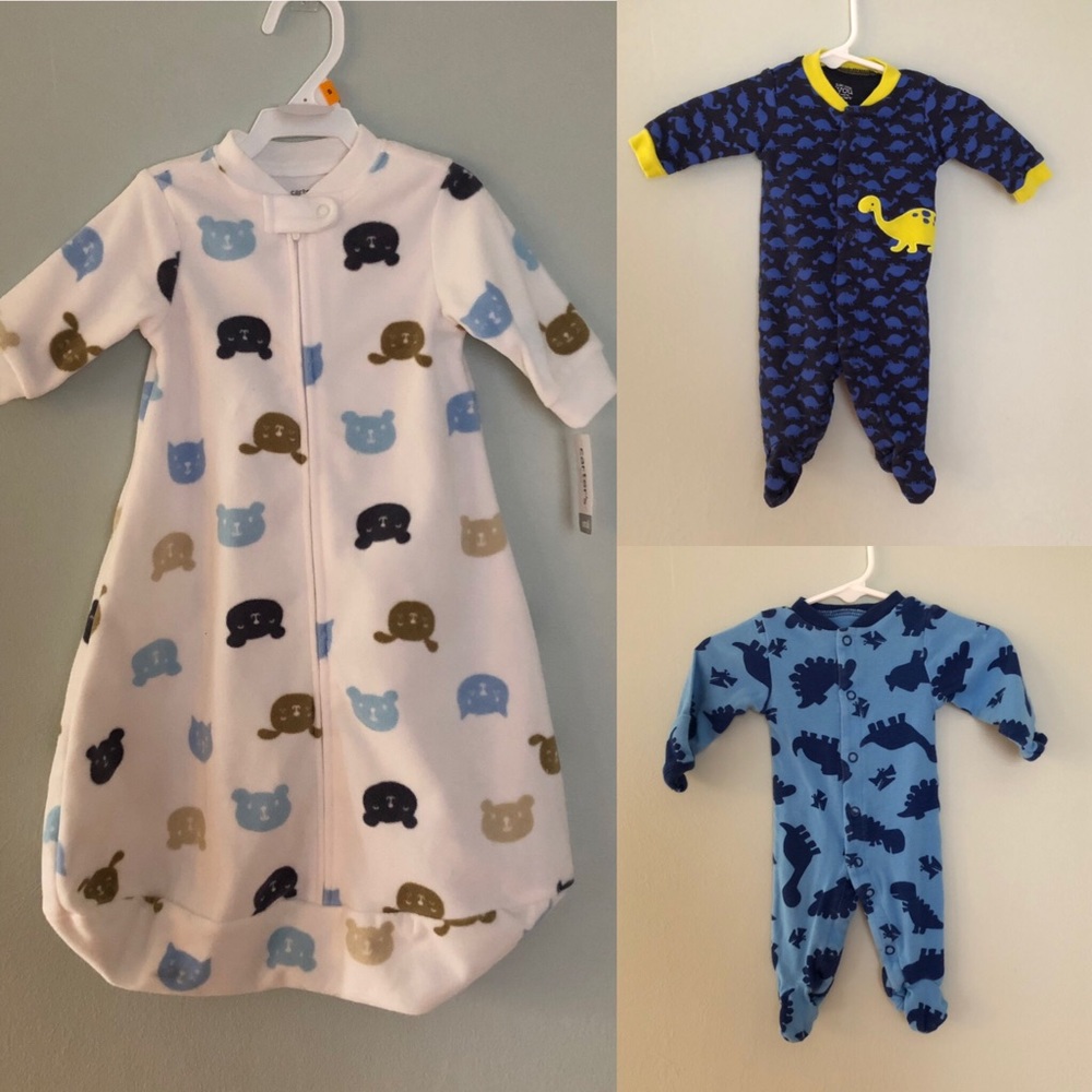 Baby boys newborn sleepers and sleepsack bundle